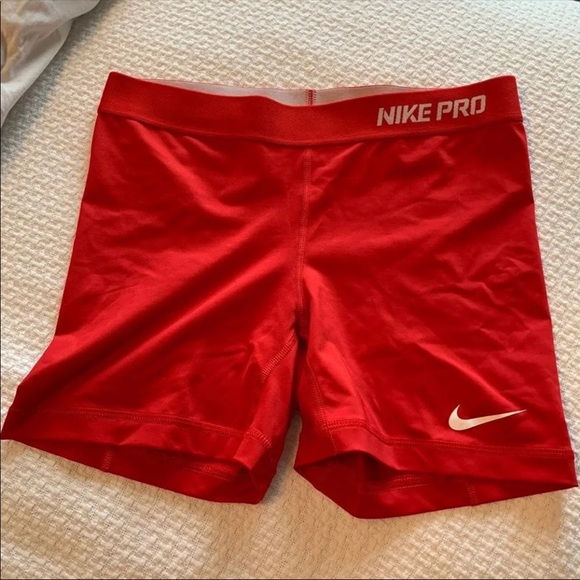 red nike pro shorts